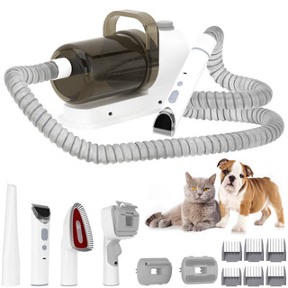 Dog Vacuum Brush for Shedding Grooming 1.5L Grooming Tools for Dogs Cats Pets 5 In 1 Pet Grooming Kit Vacuum Suction Professional Pet Hair Clipper