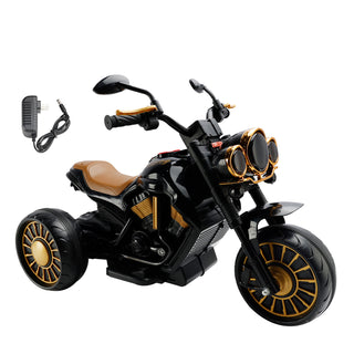 3 Wheel Kids Ride On Motorcycle Electric Dual Drive Toy Car With LED Light Black Toy