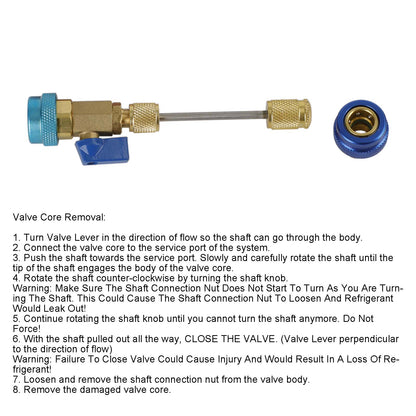 Refrigerant Valve Core Remover and Installer Tool Set High Low Side Valve Tool