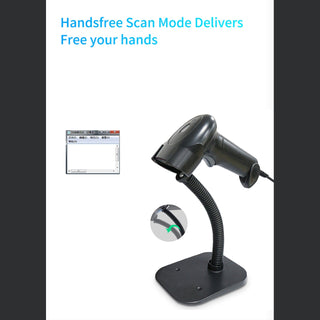 Automatic 2-in-1 USB Barcode Scanner – 1D & 2D Code Reader with Stand for Retail, POS, Inventory