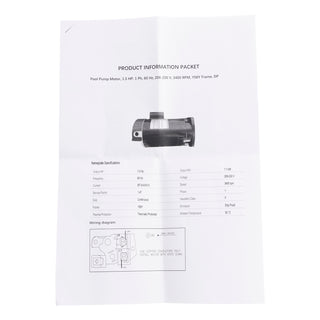 B2842 pool pump motor 1.5HP 230V 3450 RPM