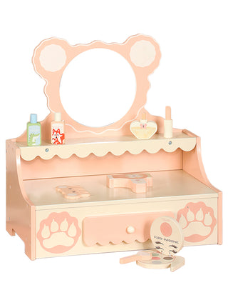Princess Vanity for 3+ Years Old Kids Kids Vanity Set with Storage Drawer Little Girls' Makeup Table with Mirror Toddler Pretend Play Vanity Desk with 8 Makeup Accessories