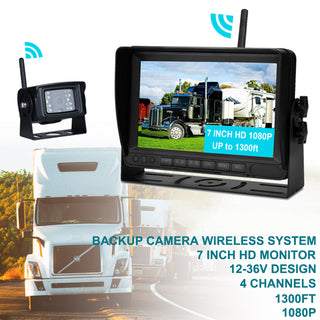 7 inch Display Wireless AHD 1080P Rear View Backup Camera Kit for Truck Trailer