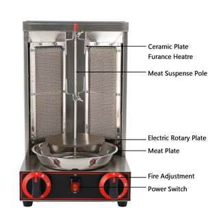 110V Spinning Doner Kebab Grill Machine Gas Vertical Broiler Shawarma Machine