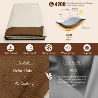 420D Square Waterproof Patio Furniture Cover for Outdoor Table and Chairs
