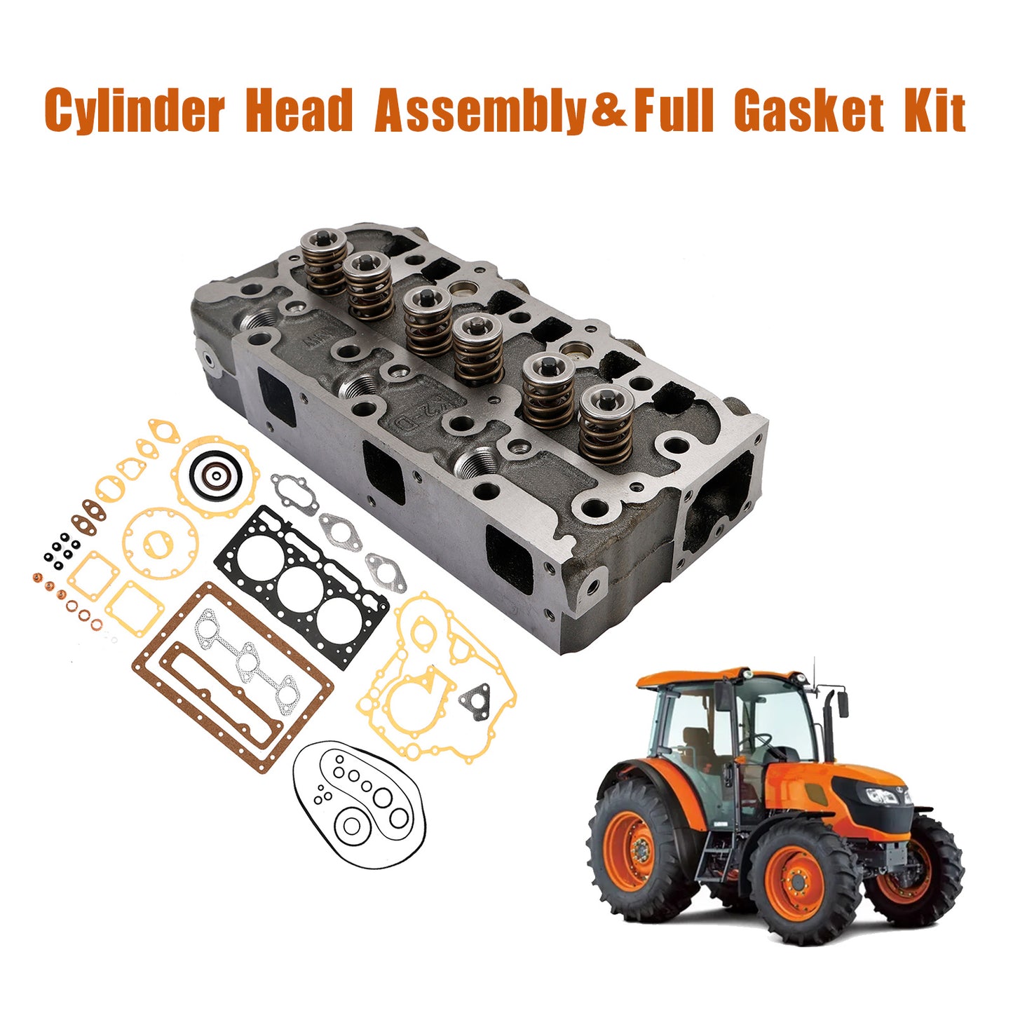 Complete Cylinder Head & Full Gasket Kit Compatible With Kubota D1305 Engine Generic