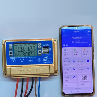 40A MPPT Solar Charge Controller with Bluetooth & APP – Fits 12V-60V LiFePO4, AGM, Gel, Lead Acid Batteries (Blue)