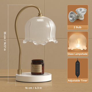 Candle Warmer Lamp with Timer & Dimmable Light - Cozy Lantern for Home, Includes 2 Bulbs