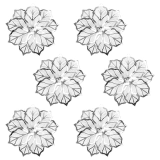 6PCS Napkin Rings w/ Hollow Out Flower Napkin Holder Adornmen Stainless Steel