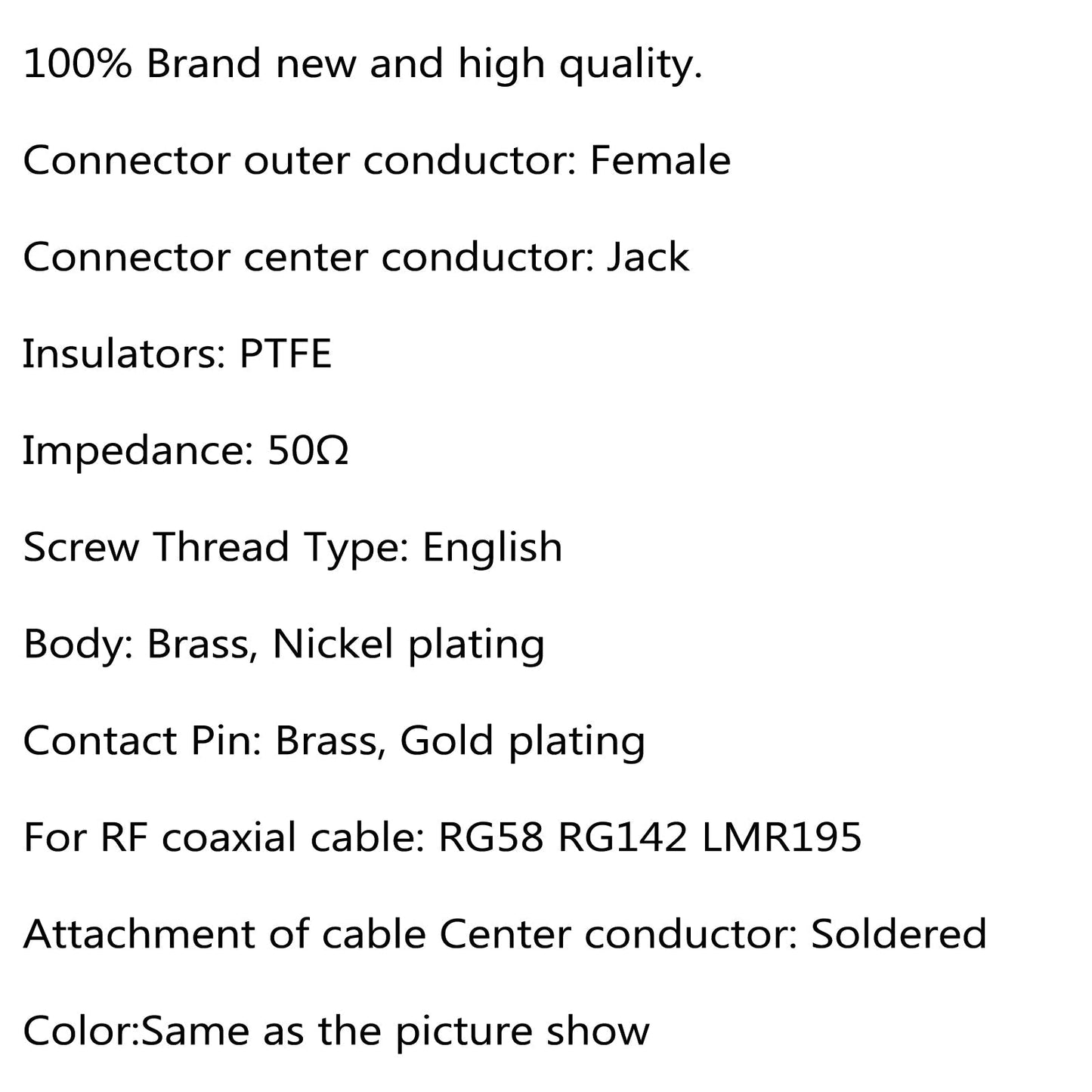 10Pcs Connector UHF Female SO239 Jack Window Crimp RG58 RG142 LMR195 RG400 Cable Generic