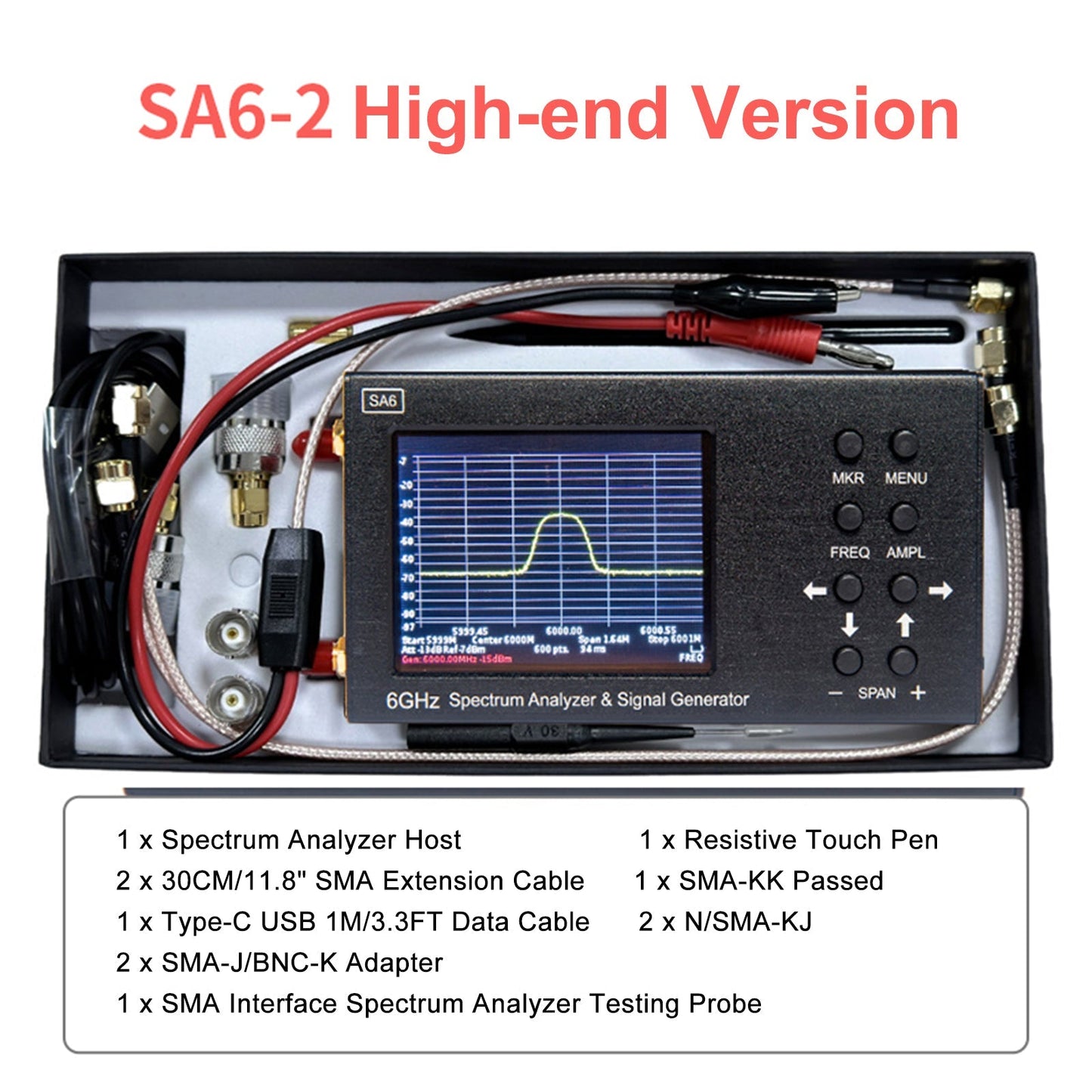 SA6 6GHz Handheld Portable 3.2" Spectrum Analyzer Signal Generator 35-6200MHz Generic