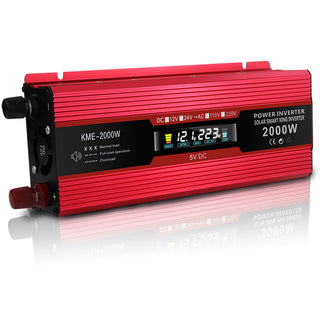 Car Power Converter Inverter DC 12V To AC 220V LCD 2000W  Charger LED Display