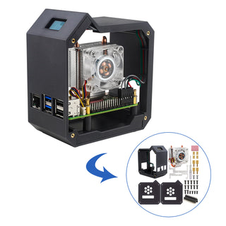 Raspberry Pi 5th Vertical Tower Fan Set w 0.96 inch OLED Screen Radiator Shell