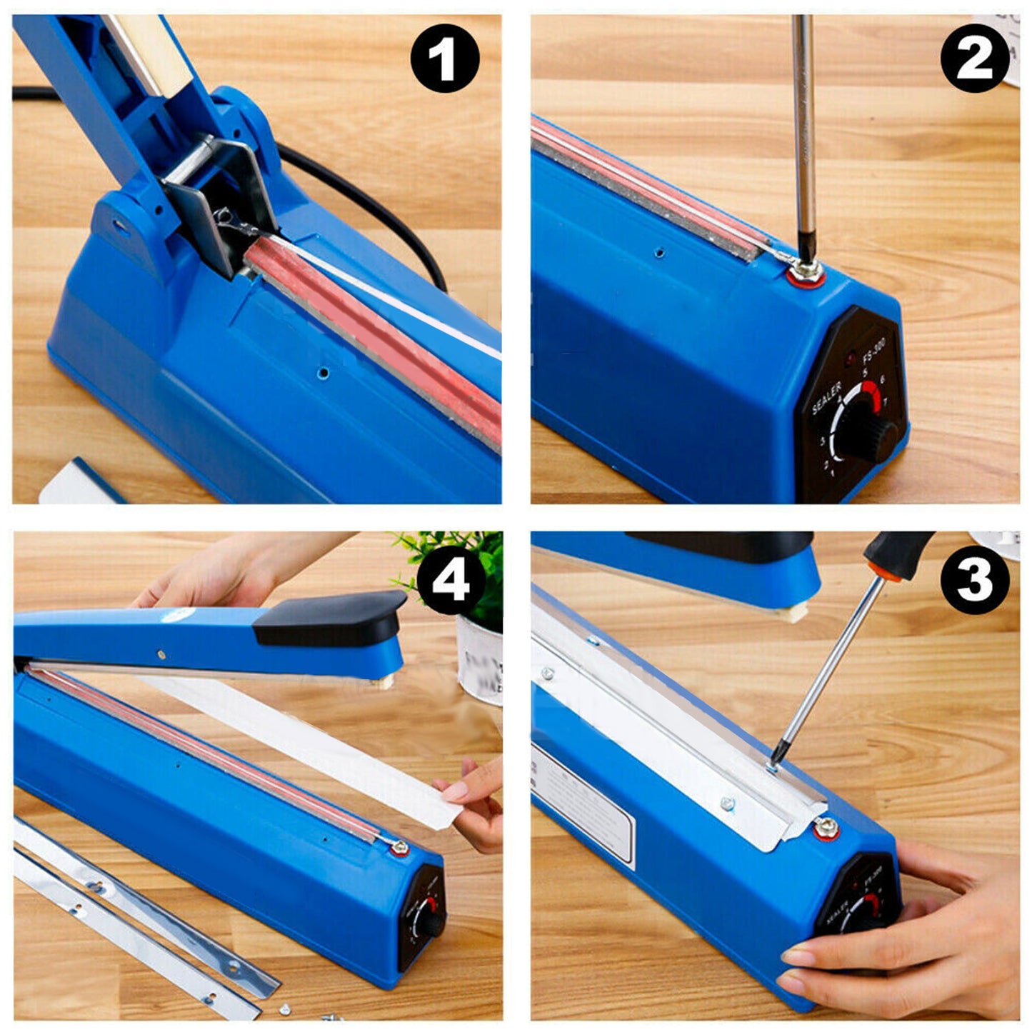 Economic 12"Impulse Heat Sealer 300mm Plastic Poly Bag Hand Sealing Machine Blue