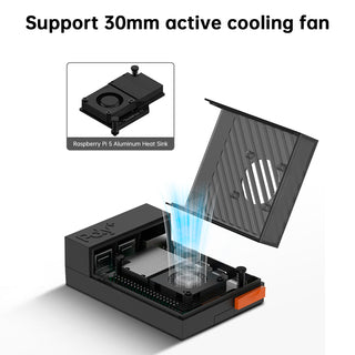 Raspberry Pi5 POLY5+ Case Argon Box Compatible with PWM Cooling Fan ABS Material