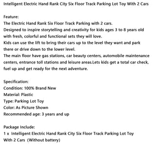 Intelligent Electric Hand Rank City Six Floor Track Parking Lot Toy With 2 Cars Toy