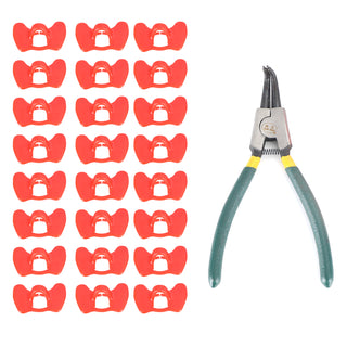24Pcs Peepers+Pliers Chicken Glasses Poultry Blinders Spectacles Anti-PeckingF