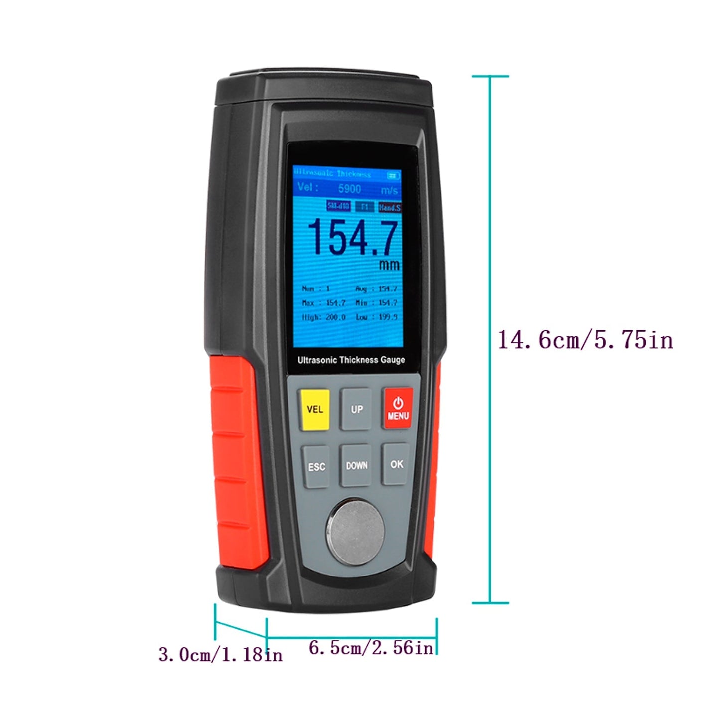 WT100A LCD Tester Tool Smart Sensor Ultrasonic Thickness Gauge Sound Velocity Generic