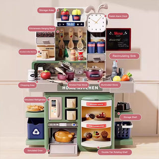 Kids Kitchen Play Set-Interactive Mist & Light Kitchen with Water Circulation Perfect Gift for Boys & Girls Ages 3+ (Red)
