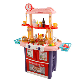 Plastic Tableware Kitchen Set With Sound, Light And Spray Function Kid Toy Pink