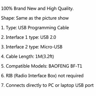 Cable USB Programming Walkie Talkie Radio Mobile For BAOFENG BF-T1 Mini