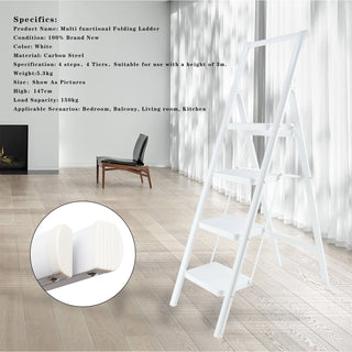4-Step Folding Step Ladder for Home - Lightweight with Wide Anti-Slip Pedal