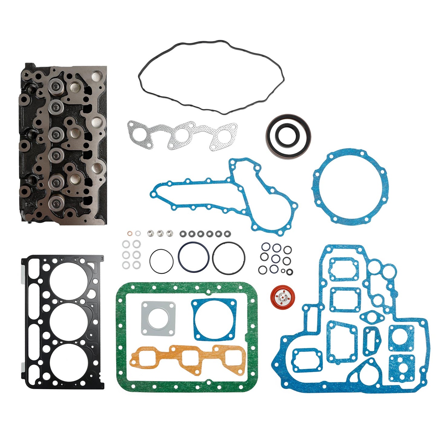 Replacement Cylinder Head Assy for Kubota D1703 - Compatible with Bobcat 238 325 328 Excavator, Includes Gaskets OE:16487-03040