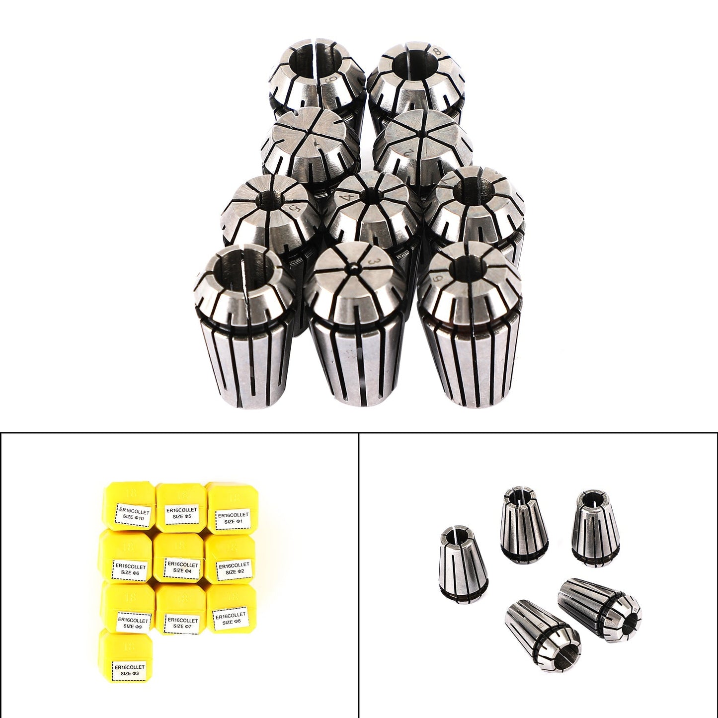 10Pcs ER16 Spring Collet Set For CNC Milling Lathe Tool Engraving Machine Steel Generic