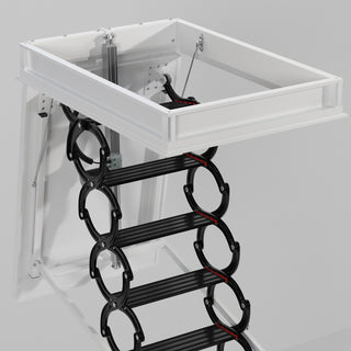 11.8FT 13 Steps Electirc Acctic Ladder Aluminum Folding Remote For Loft Home