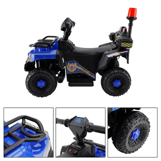 Dual Electric 6V Ride On Atv Police Car For Kid Toy Off-Road 4 Wheeler Car