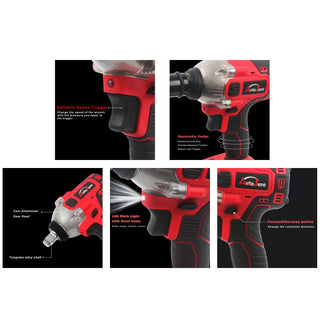 21V Cordless Impact Wrench 1/2" Brushless - High Power Ratchet Gun with Battery Kit