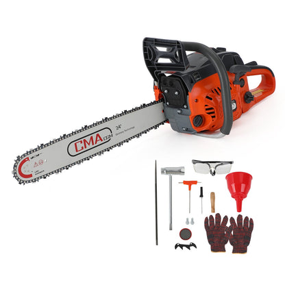 Wal 24" 68CC Gasoline Chainsaw Cutting Wood GasChain Saw