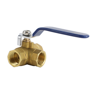 3-Way Ball Valve Female T Port Lever Handle G1/2" Made Of Forged Brass