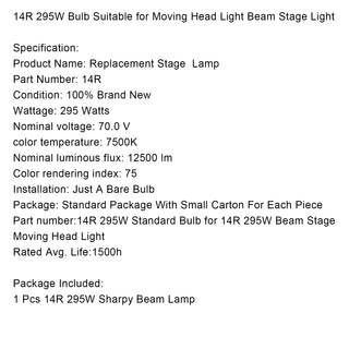 295W 14R Sharpy Beam Lamp Bulb Fit for Moving Head Light Beam Stage Light