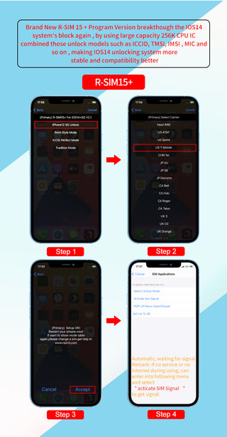R-SIM15+ Nano Unlock RSIM Card Fit for iPhone 13 12 mini 12 Pro XS MAX 8 IOS 15
