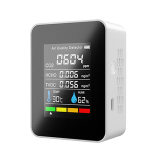 5 In 1 Temperature Humidity Tester Air Quality Carbon Dioxide HCHO Monitor