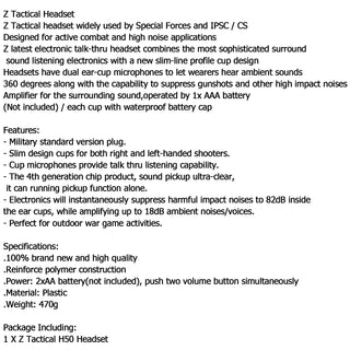 Tactical H50 Headset Used with PTT / U94 PTT For Kenwood two way radio