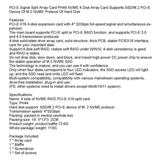 PCI-E 4 Disk Expansion Card M.2 NVME X16 Adapter Expension Card 2230 2242 2260