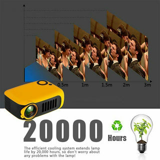 A2000 Mini Portable Projector LCD 800 lumen Projectors Home Theater Yel US Plug