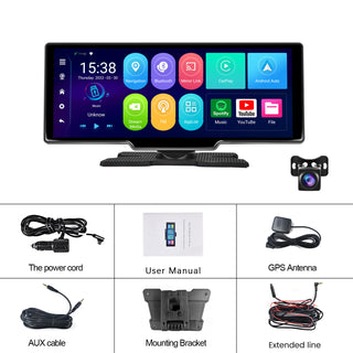 10.26"Portable Bluetooth Car Navigation Carplay HD Large Touch Screen AHD Camera