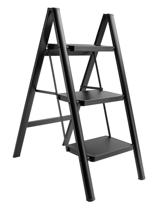 Folding 3 Tier Step Stool  Aluminum Folding Stepladder Shelf