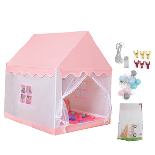 Mesh Window Portable Children’s Playhouse with Carry Bag Pink Assembly Tent with Metal Frame Kids Indoor Play Tent for Boys & Girls Optional Star Lights & Mat