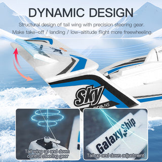 RC Plane For Water Land & Air Aircraft 3Ch Remote With 2 Batteries 2.4Ghz Blue