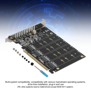 PCI-E 4 Disk Expansion Card M.2 NVME X16 Adapter Expension Card 2230 2242 2260