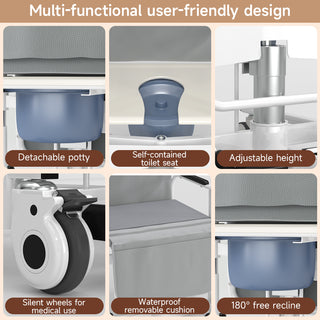 4-in-1 Patient Lift Wheelchair with Potty & Reclining Bed Function