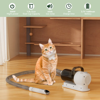 Dog Vacuum Brush for Shedding Grooming 1.5L Grooming Tools for Dogs Cats Pets 5 In 1 Pet Grooming Kit Vacuum Suction Professional Pet Hair Clipper