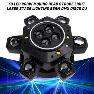 10 LED RGBW Moving Head Strobe Light Laser Stage Lighting Beam DMX Disco DJ