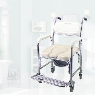 Mobility Toilet Chair with Wheels – Shower-Ready, Sturdy & Comfortable for Seniors