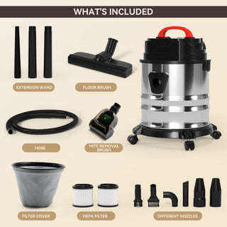 18L Handheld Ash Vacuum Cleaner,Pellet Stove Vacuum,16-18kpa Powerful Suction,Stainless Steel Canister,Dust Remove,For Home Office,Carpet Floors&Pet Hair