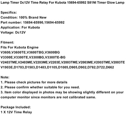 Lamp Timer Dc12V Time Relay For Kubota 15694-65992 S81Nl Timer Glow Lamp Generic